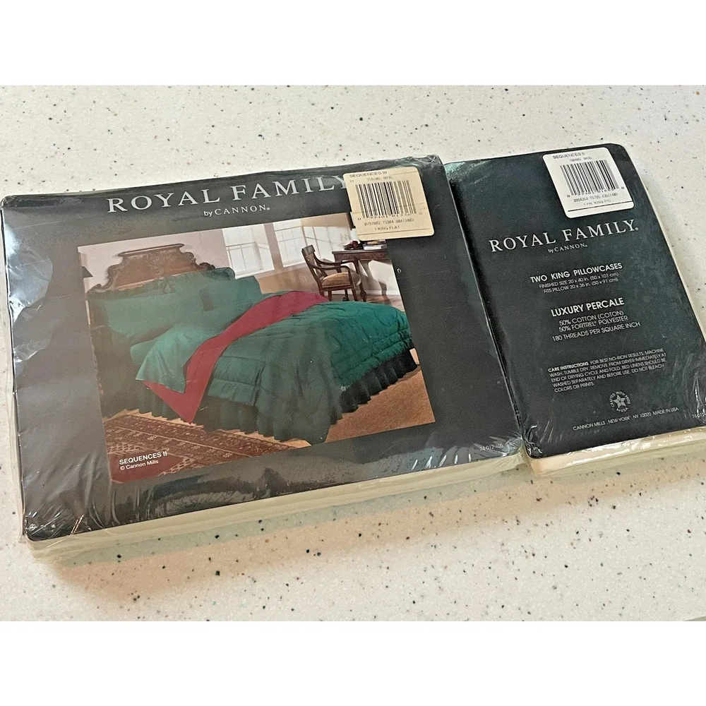 Cannon Royal Family King Flat Sheet & 2 Pillowcases Beige Off-White Luxury Perca
